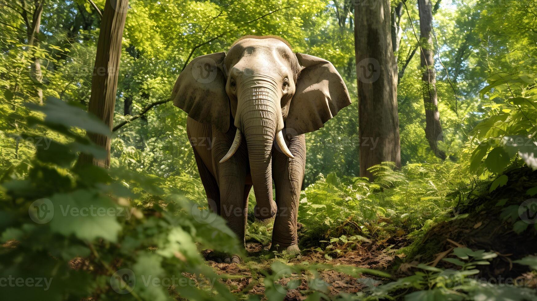 AI generated An elephant in the natural environment. photo