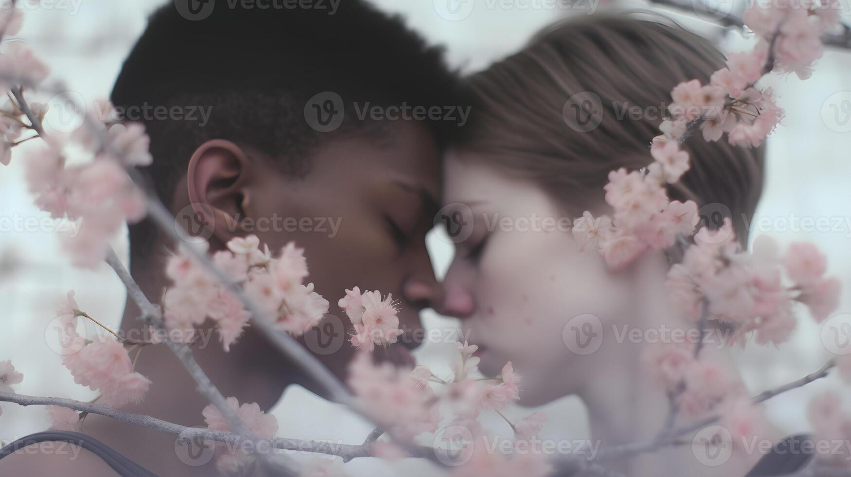 AI generated Lesbian couple feeling calm and loving, selective focus. photo