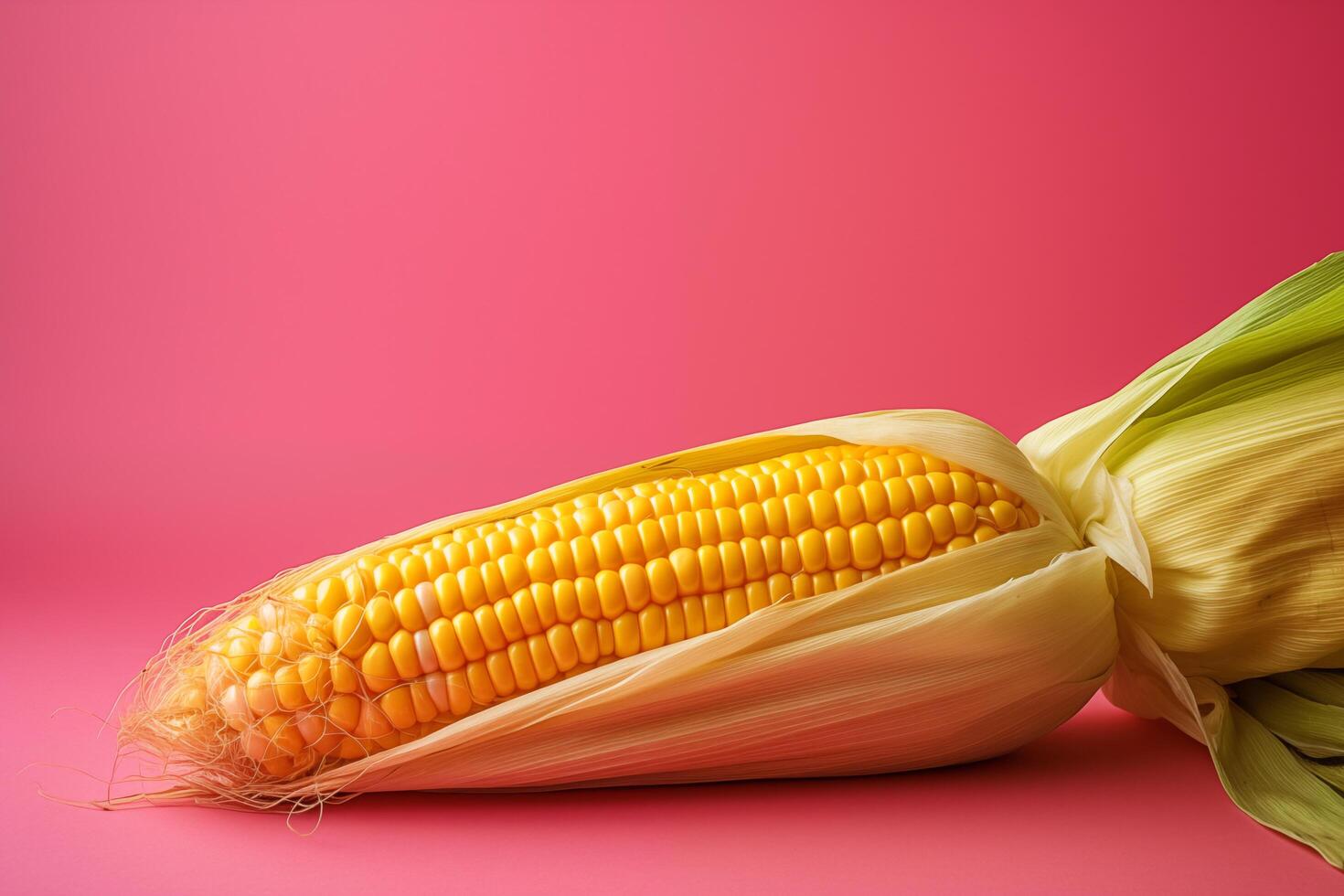 AI generated An appetizing corn is isolated on a pink background. AI Generative photo