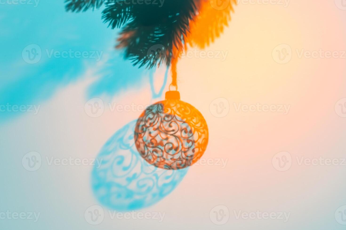 Christmas ball on Christmas tree, creative photo, new year, christmas photo