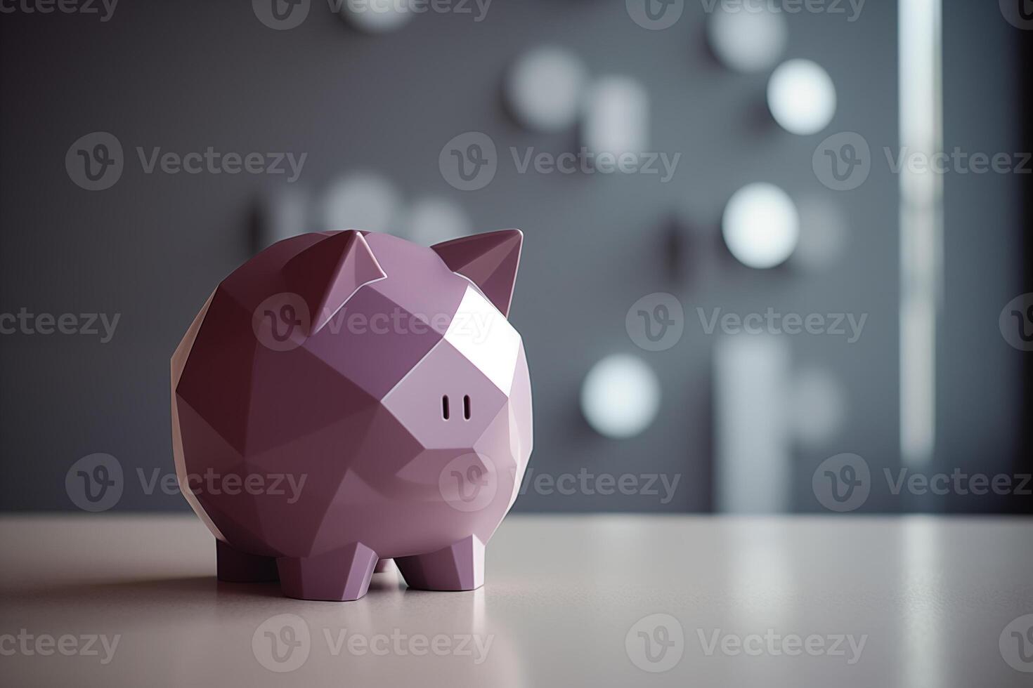 AI generated Piggy bank on a gray background. Generated by artificial intelligence. photo