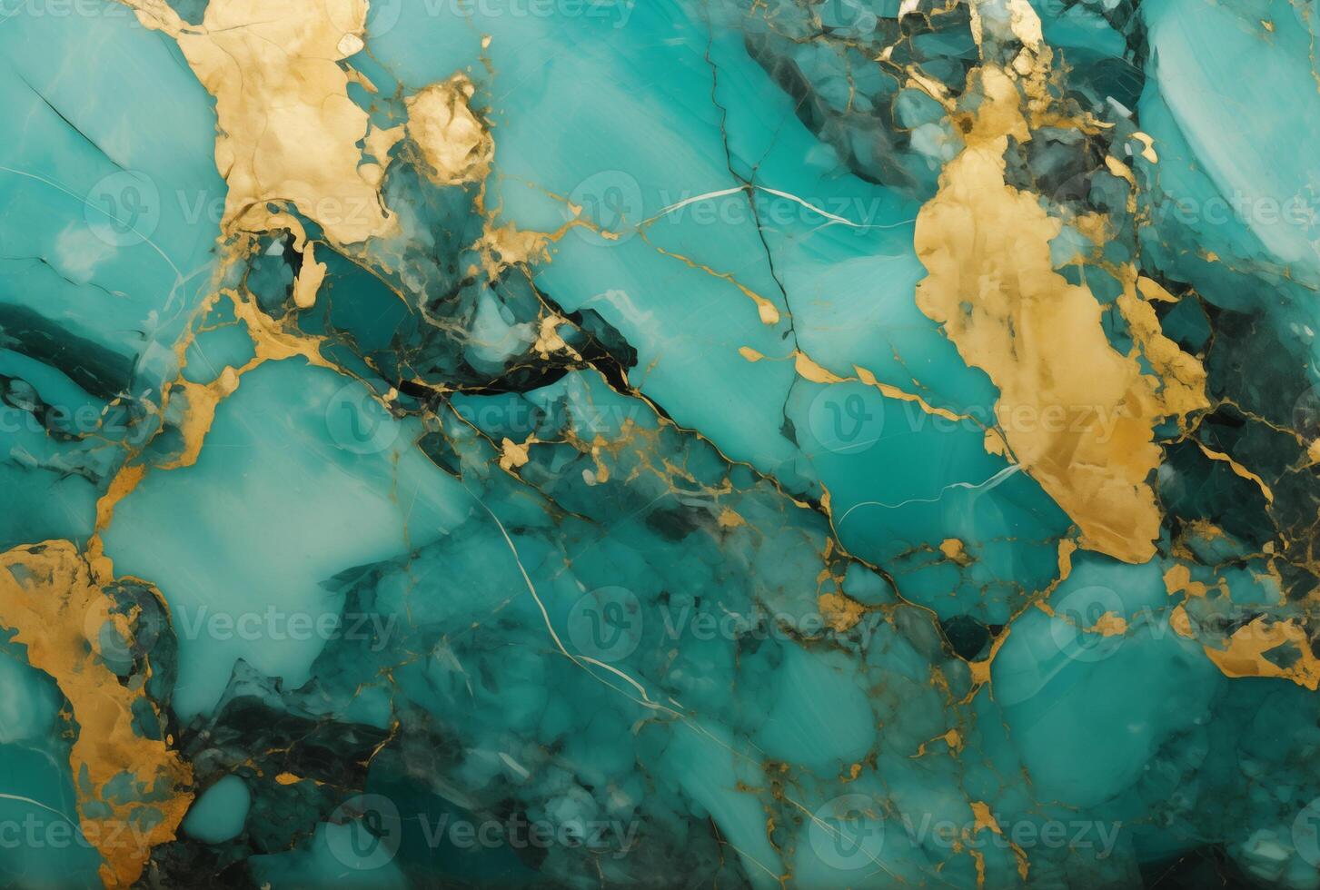 AI generated The color turquoise and gold in marble canvas. Generated by artificial intelligence. photo