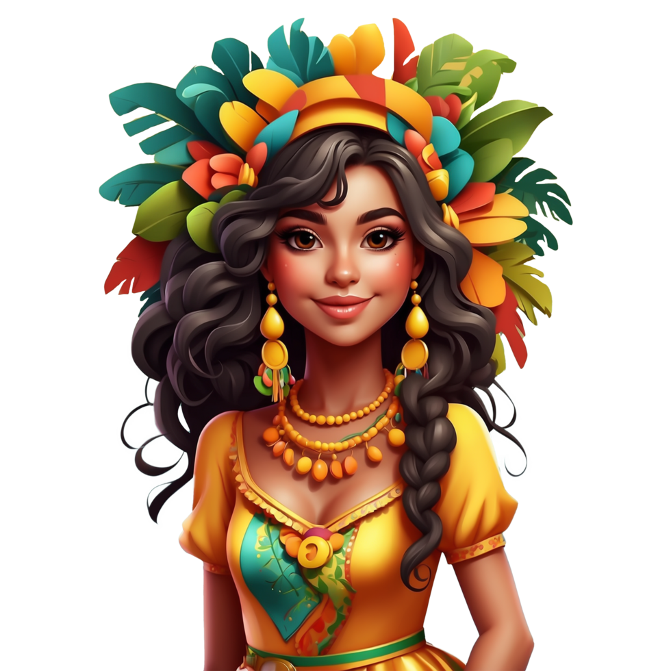 AI generated carnival mexican woman in a colorful dress png