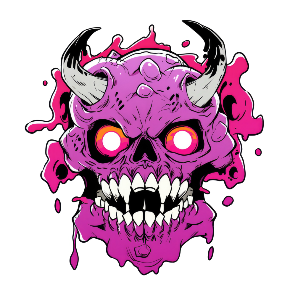 AI generated illustration of a scary devil's head, very suitable for tattoo designs and t-shirt screen printing png