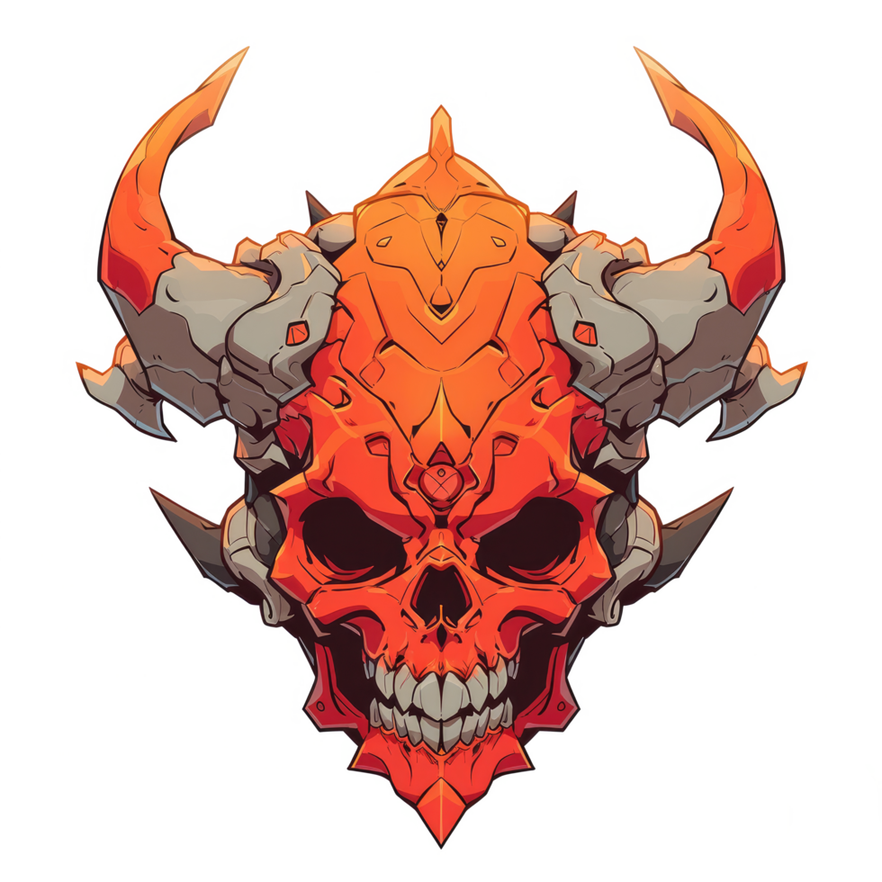 AI generated illustration of a scary devil's head, very suitable for tattoo designs and t-shirt screen printing png