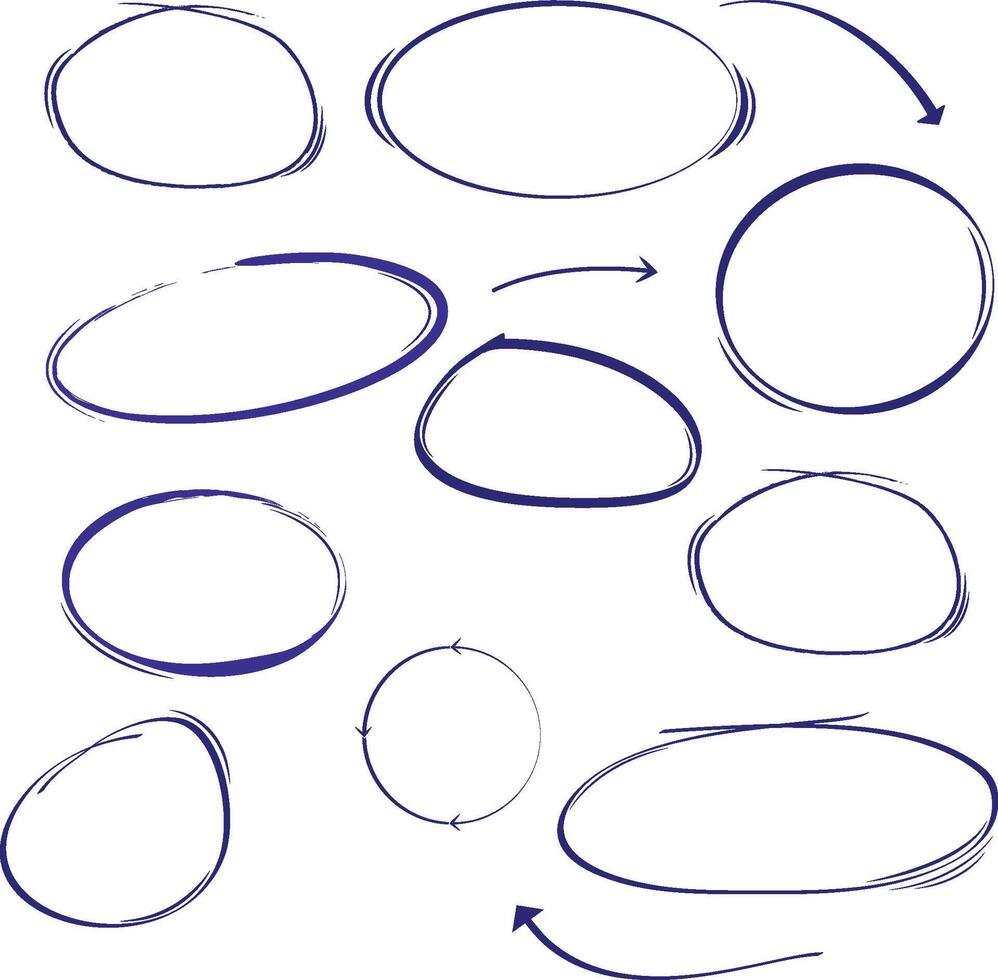 Sketch oval frames ellipse circle hand drawn frame vector