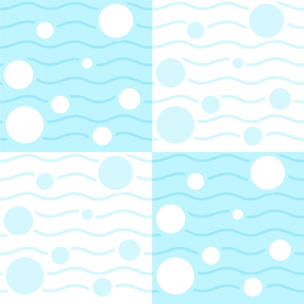 agua, burbujas, ondas, mar, submarino sin costura modelo azul fondo, plano geométrico forma, verano concepto vector