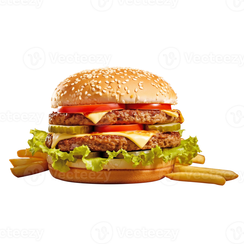 a burger with bacon, cheese, and bacon on it png