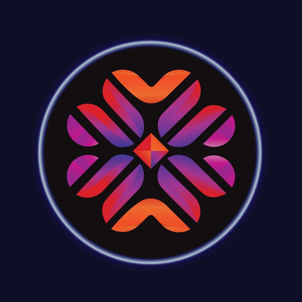 Colorful abstract flower vector round logo