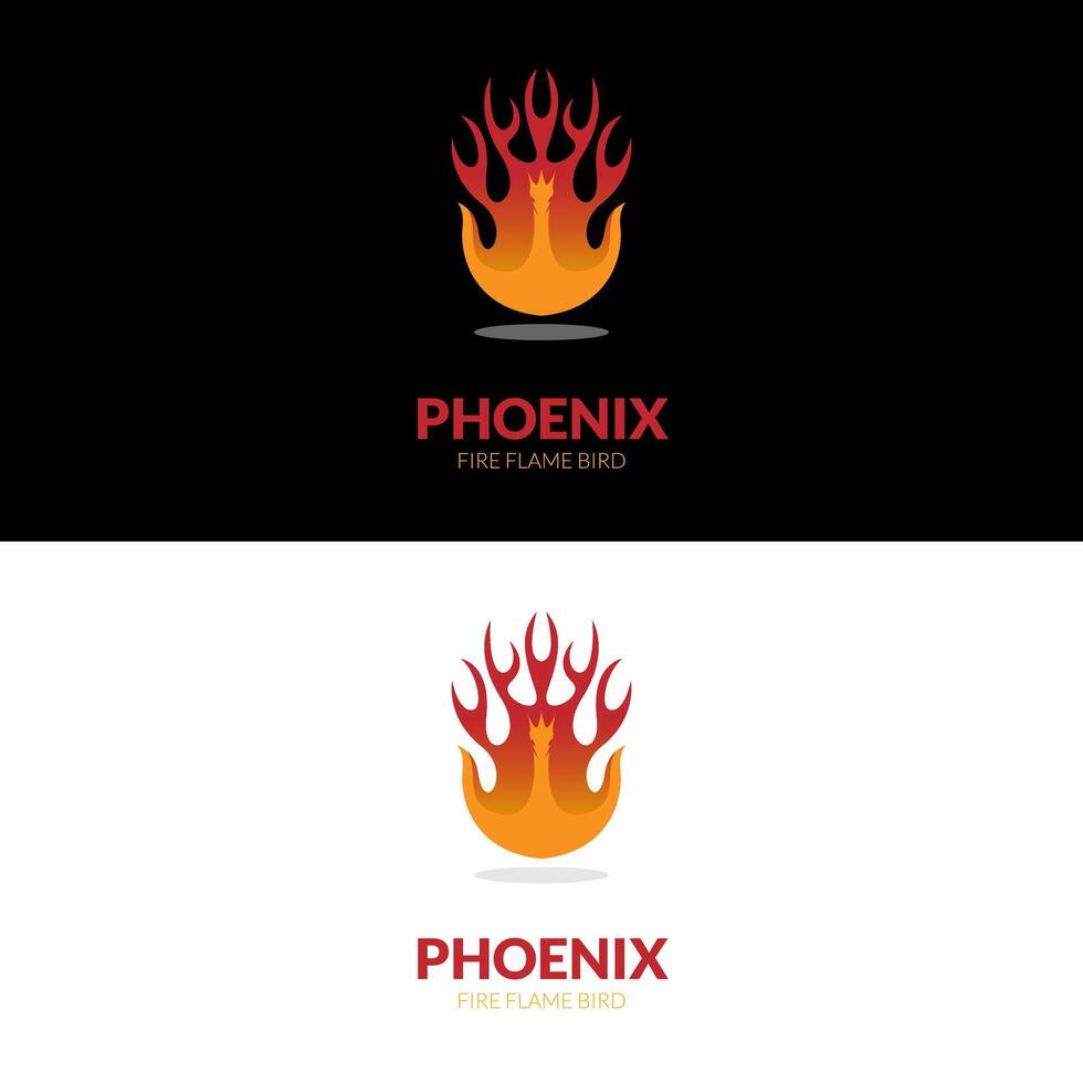 Fire Phoenix bird flared in gradient red color for spiritual bird burn logo design vector