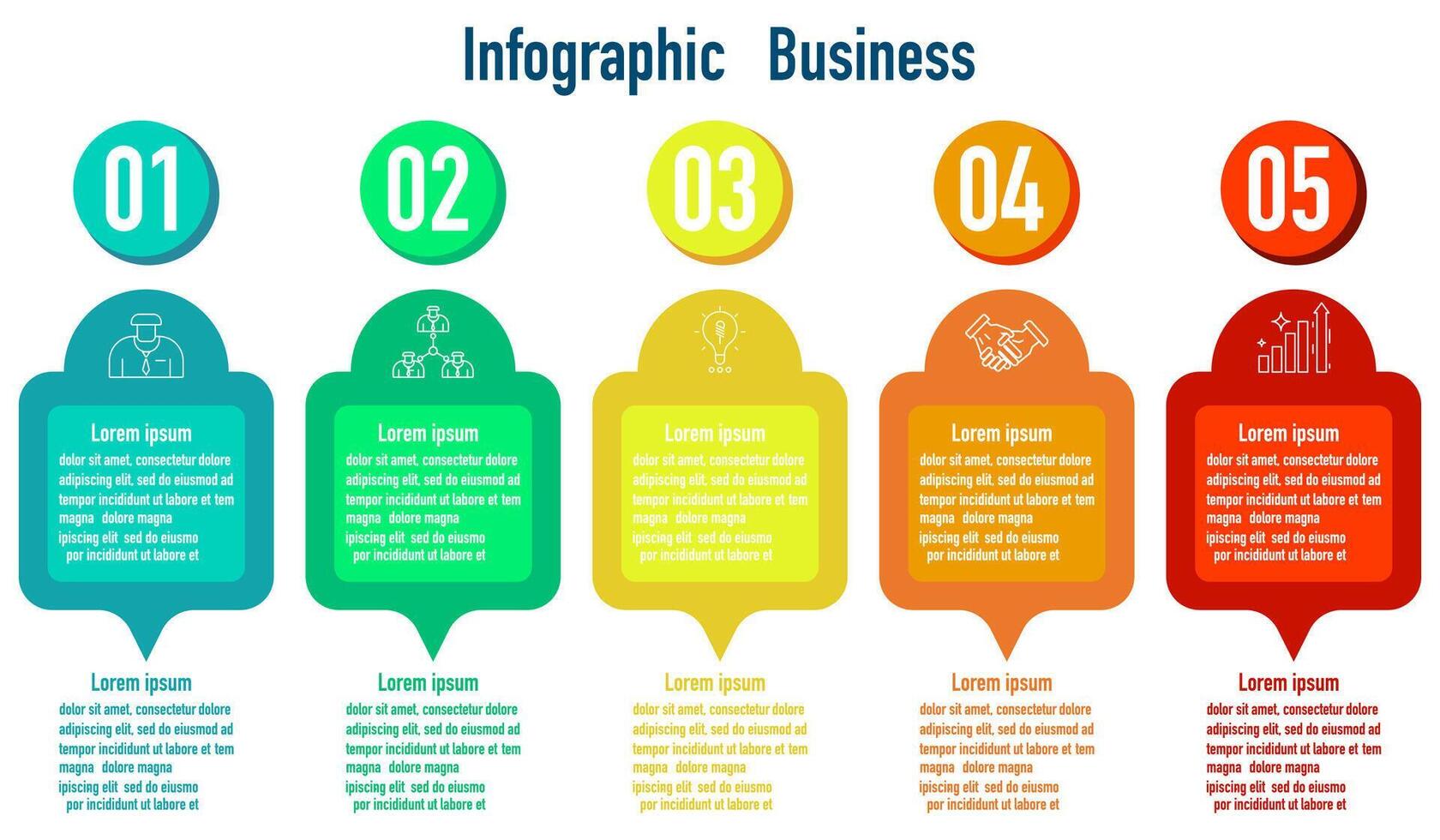 Infographic template for business information presentation. Vector square and icon elements. Modern workflow diagrams. Report plan 5 topics