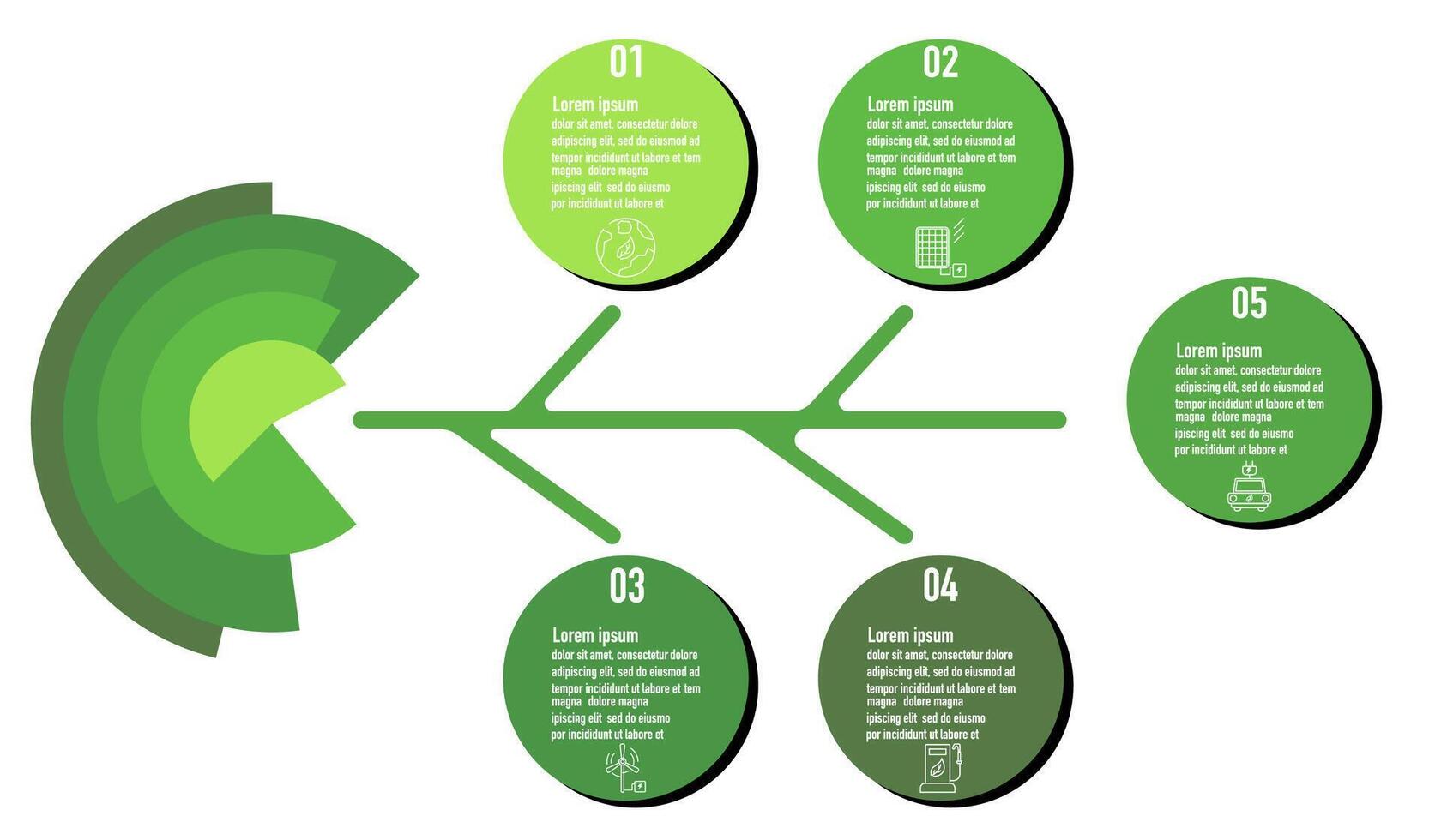 infografía renovable energía modelo para energía consumo sostenible información presentación. vector elementos paso eco verde flujo de trabajo diagramas reporte plan 5 5 temas