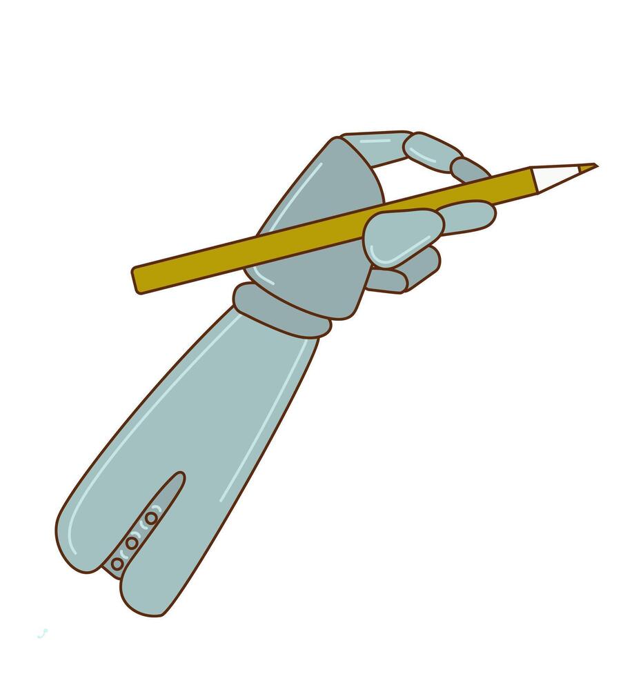 Artificial Intelligence hand holding  pencil. Vector flat isolated illustration