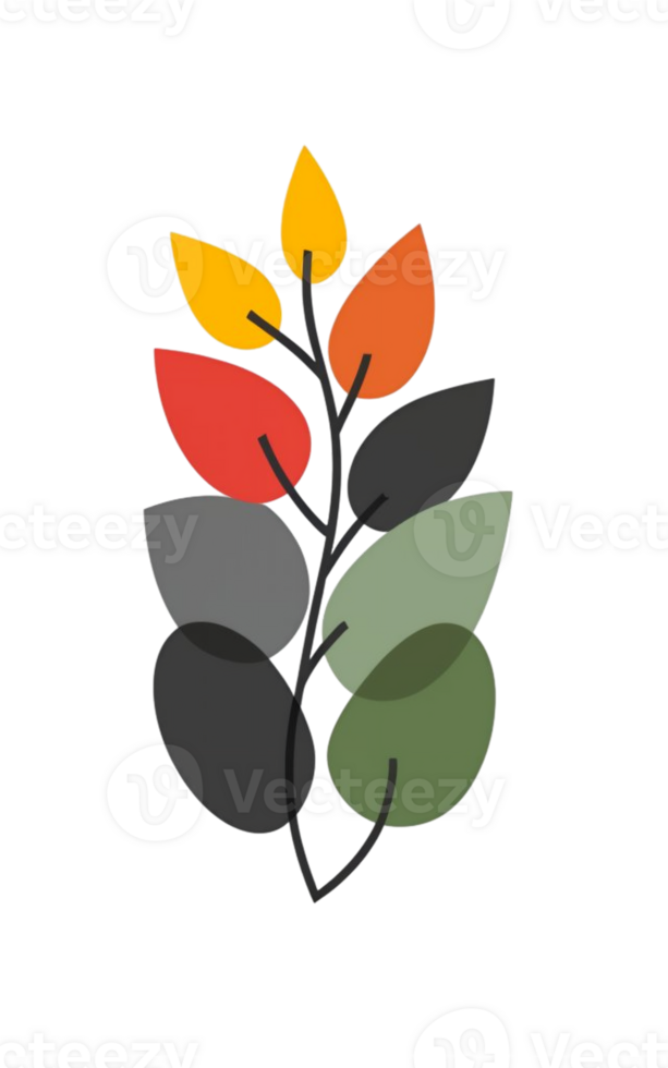 ai genererad Färg grafik av en kvist med löv png