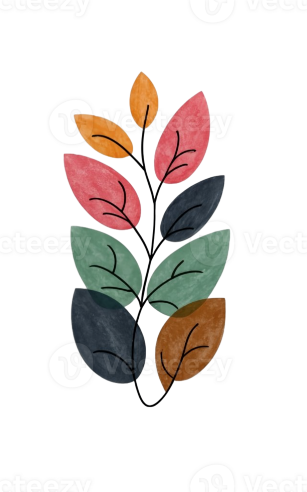 AI generated color graphics of a twig with leaves png