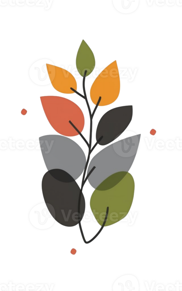 AI generated color graphics of a twig with leaves png