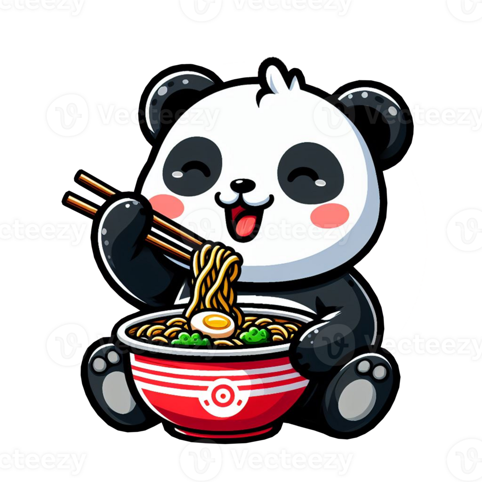 AI generated Panda Eating Ramen Cartoon png