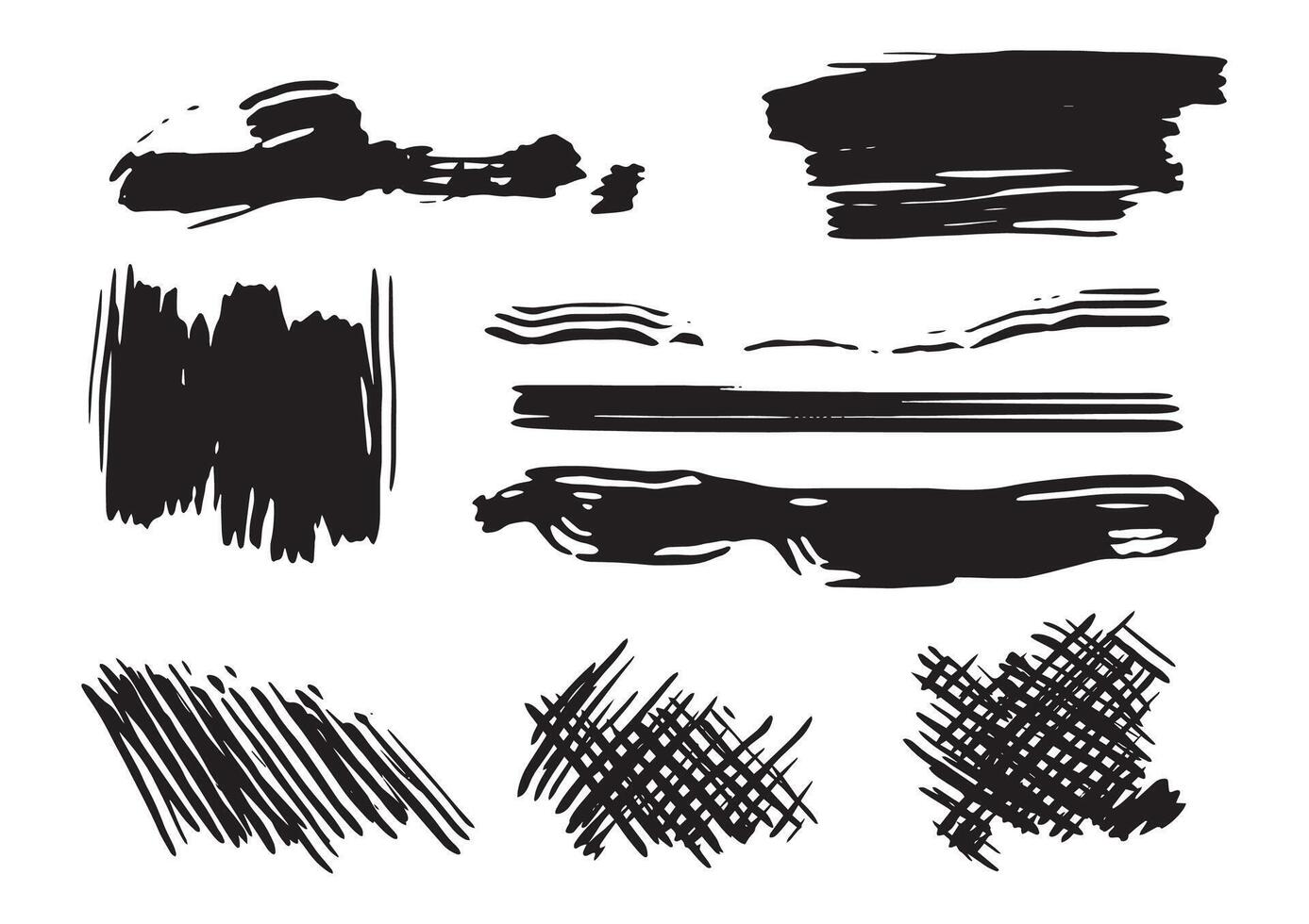 colección de aleatorio mano dibujado Escribiendo de ataque, forma, negro bolígrafo marcador formas vector conjunto