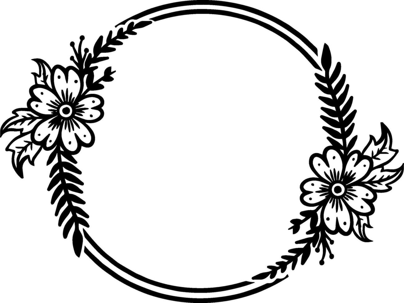 elegant frames with hand drawn flowers and leaves vector