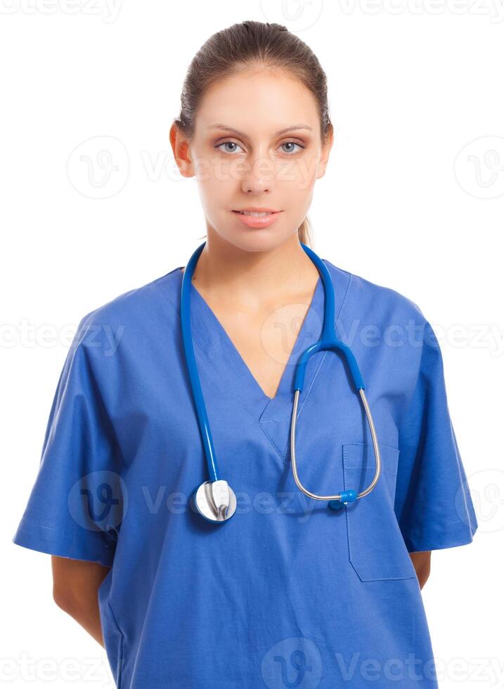 Portrait of a friendly female doctor photo