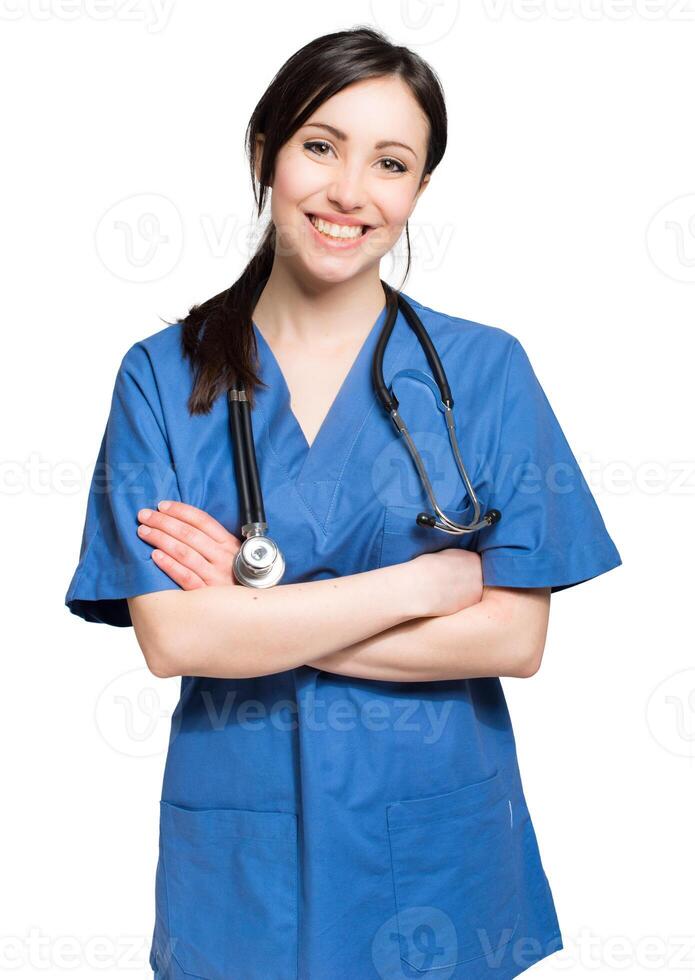 Portrait of a beautiful smiling nurse photo