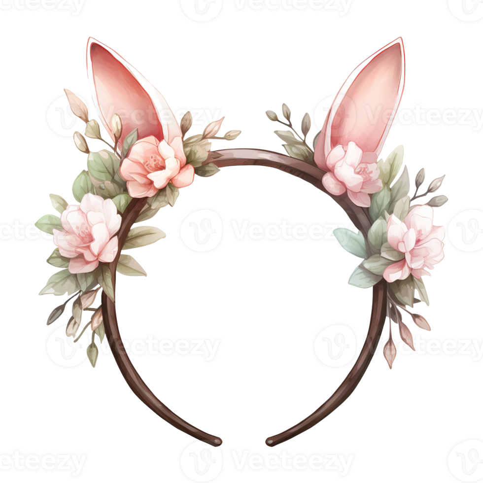 AI generated Bunny Ears Chic Bunny Headband - Adding a Playful Touch to Your Festive Look png