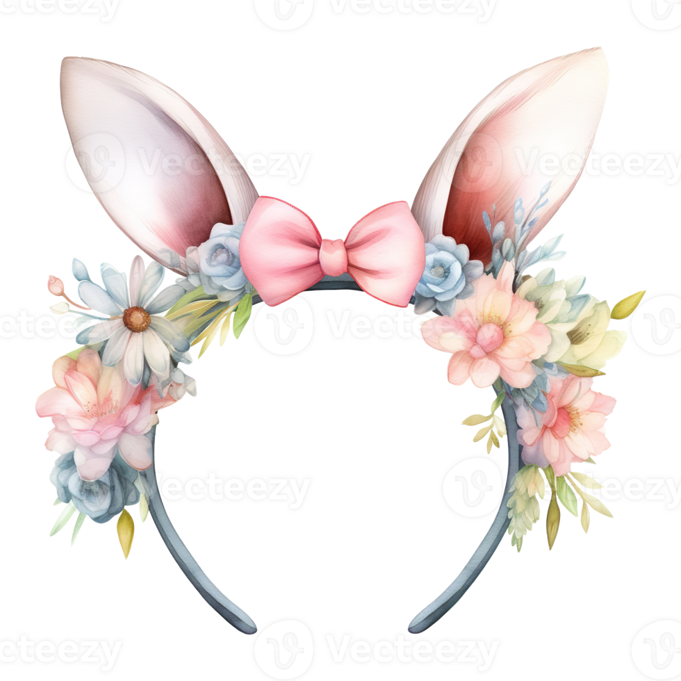 AI generated Bunny Ears Chic Bunny Headband - Adding a Playful Touch to Your Festive Look png