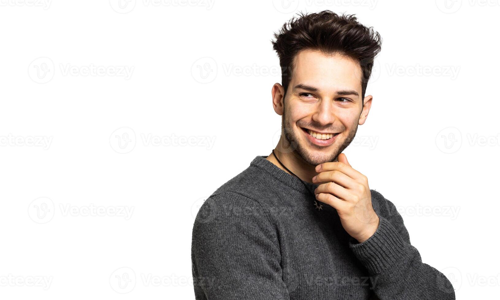 Smiling handsome man isolated on white photo