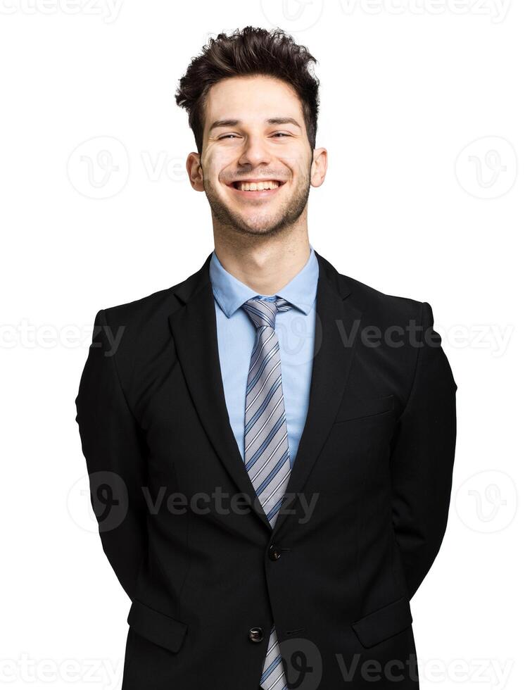 Young manager portrait isolated on white photo