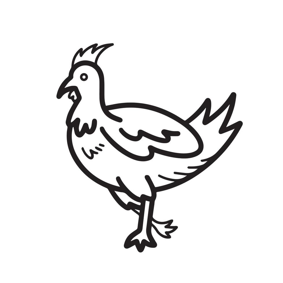 pollo animal vector icono ilustración aislado en cuadrado blanco antecedentes. sencillo plano monocromo negro y blanco dibujos animados Arte estilizado dibujo.