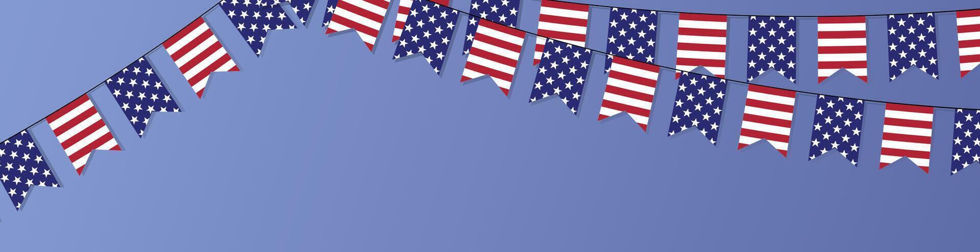 United States web banner. USA national flags vector background. American rectangular horizontal billboard banner