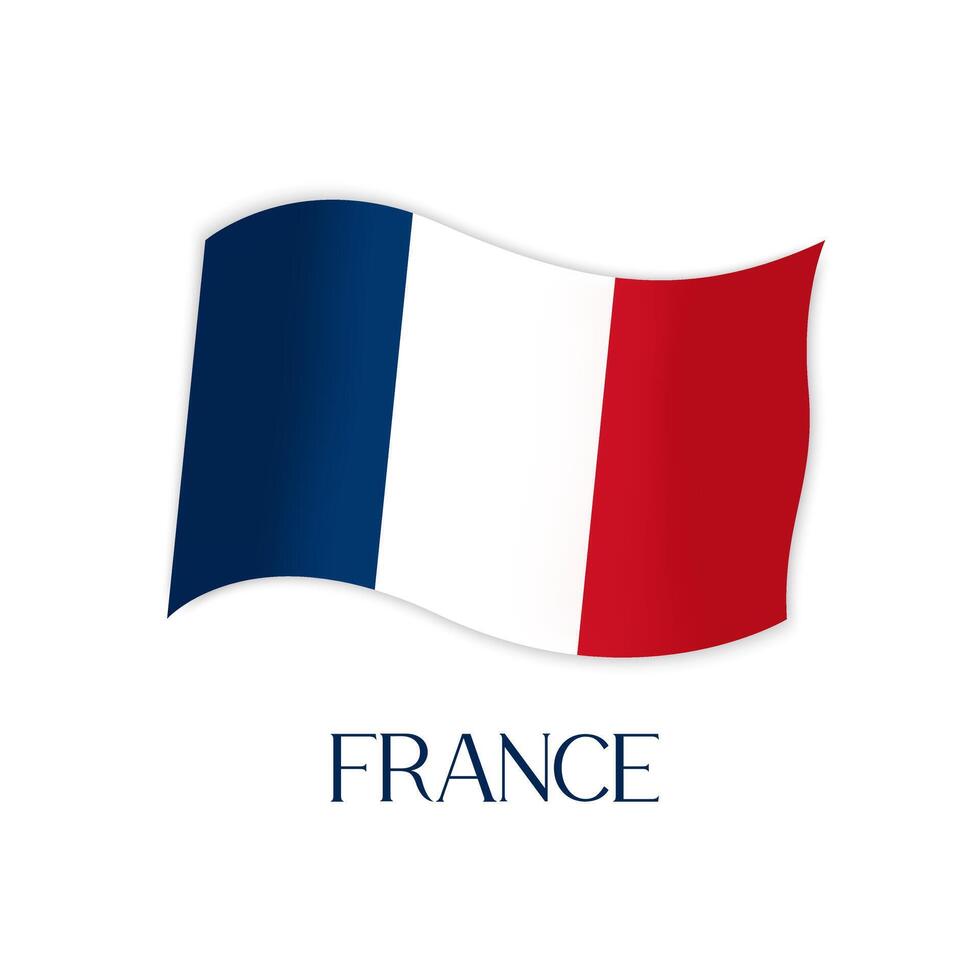 France flag Vector isolated element. Illustration of French tricolor flag and name of country.
