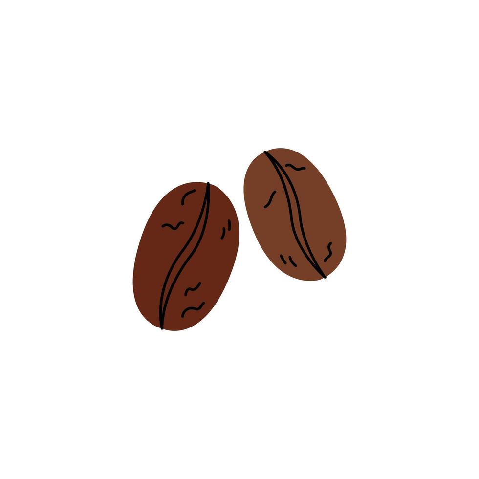 Roasted Coffee beans doodle vector illustration. Cute doodle cartoon design element. Simple hand drawn object