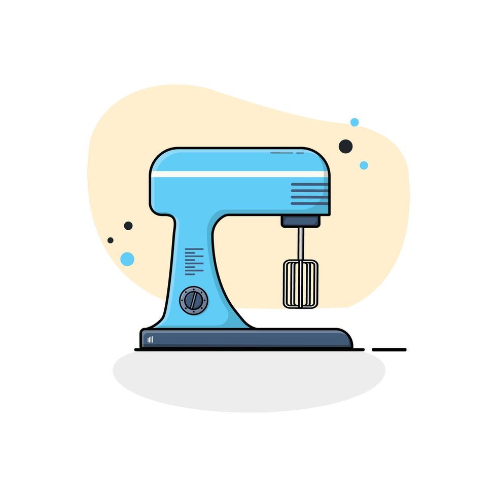 Flat Design Kitchen Stand Mixer Vector Illustration. Kitchen Equipment Concept