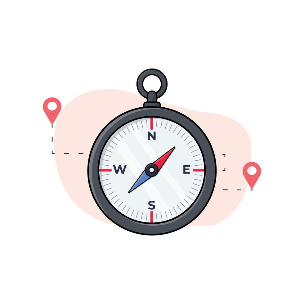 Map Compass Vector Illustration. Flat cartoon style Design