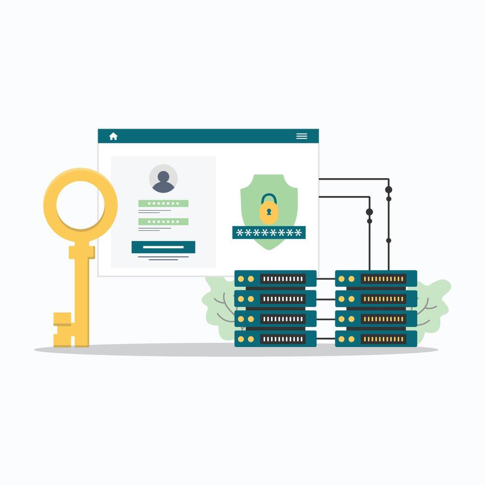 Secure Data Server Vector Illustration