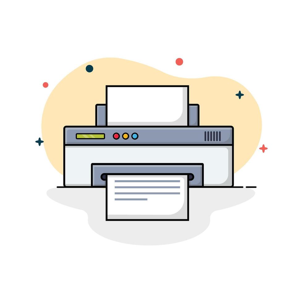 Printer Machine with Paper Vector Illustration. Office Object Concept