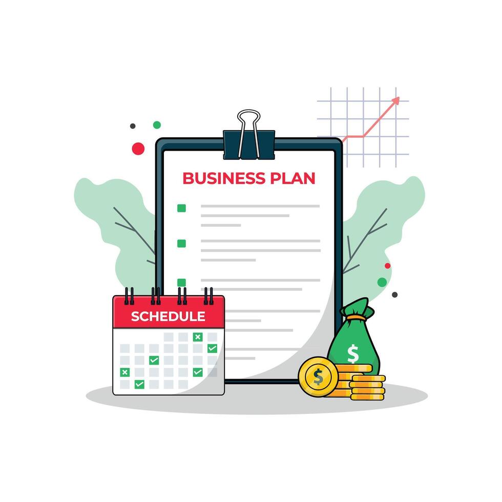 Budgeting and Business Plan Strategy Data Checklist Vector Illustration