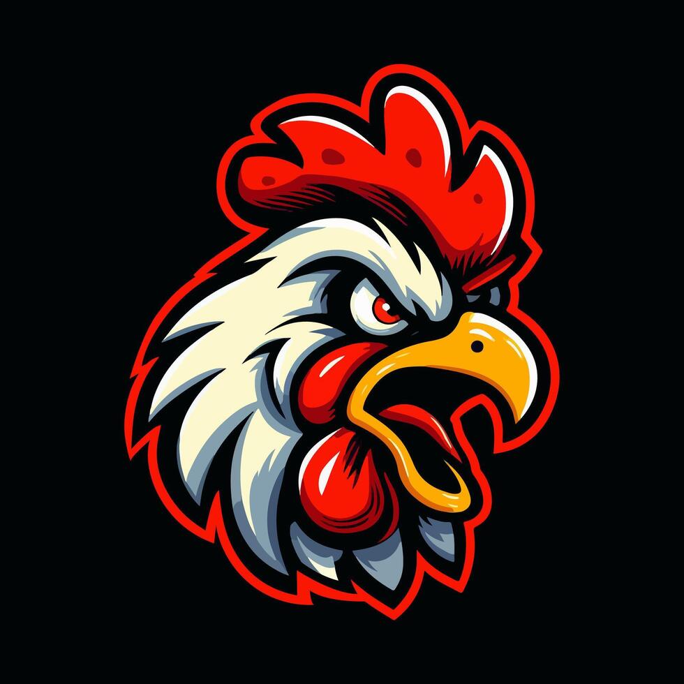 plantilla de logotipo de mascota de cabeza de gallo vector