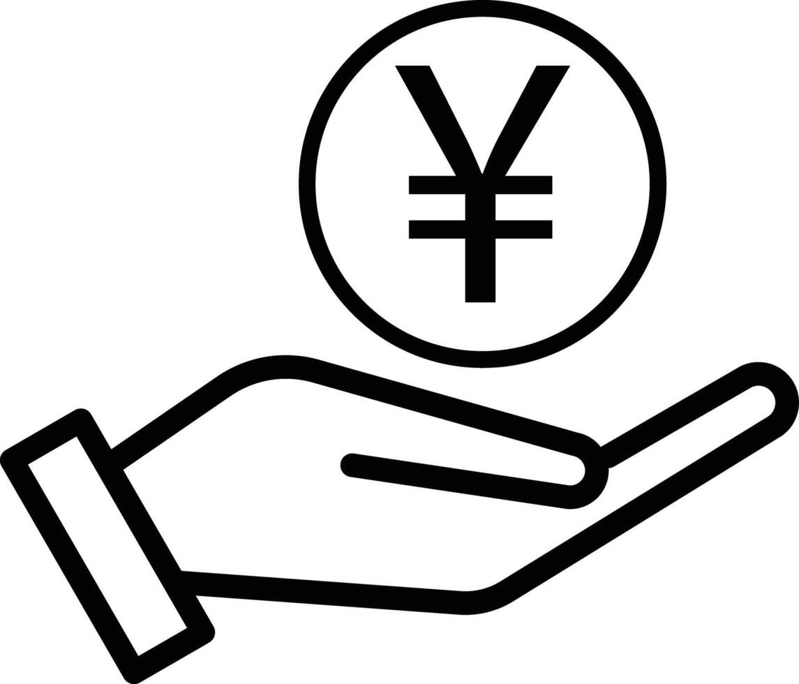 yen icono en mano . mano participación yen icono . dinero icono vector