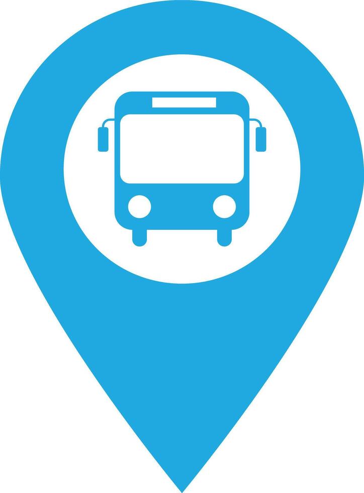 Map pointer with bus icon . Bus station location pin icon vector