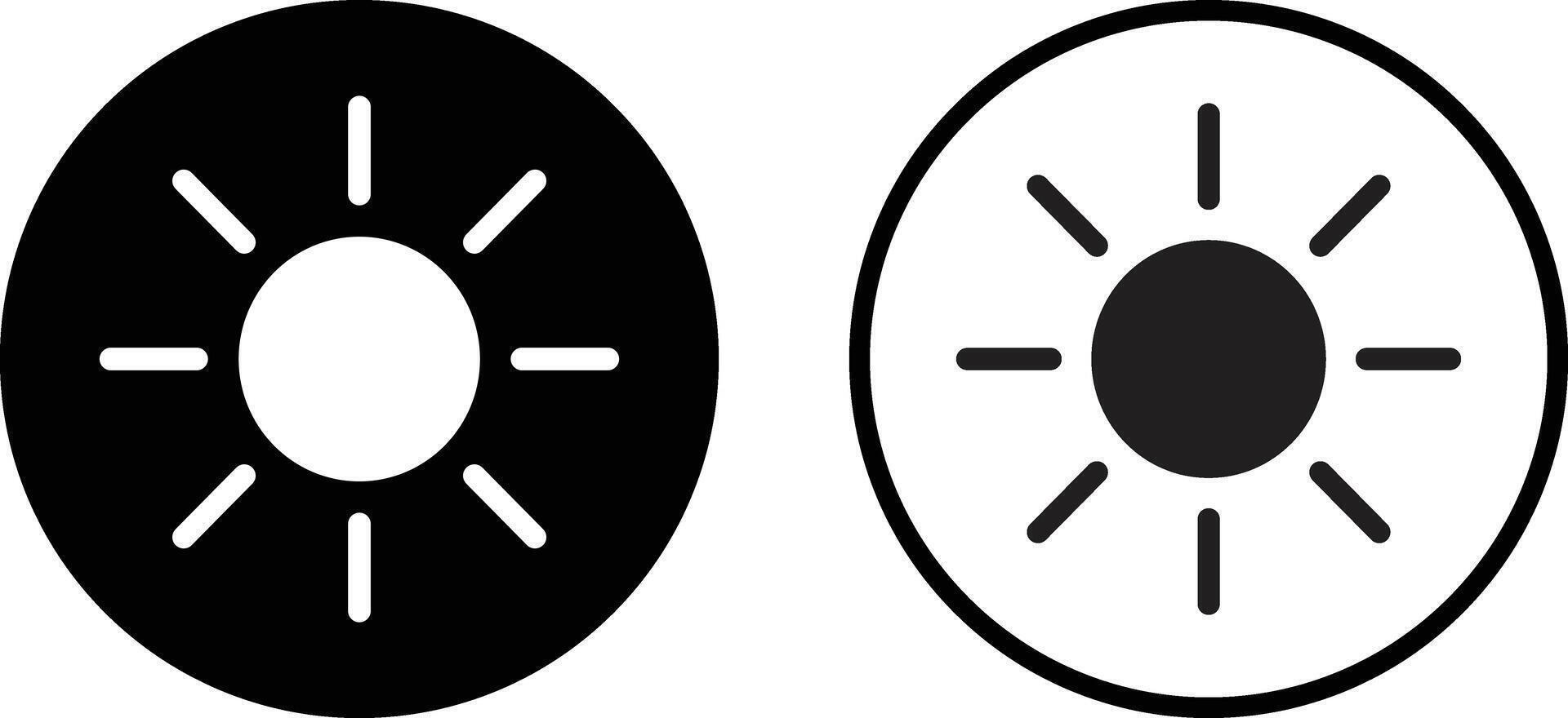 Sun icon set in two styles isolated on white background . Brightness icon vector . Intensity setting icon