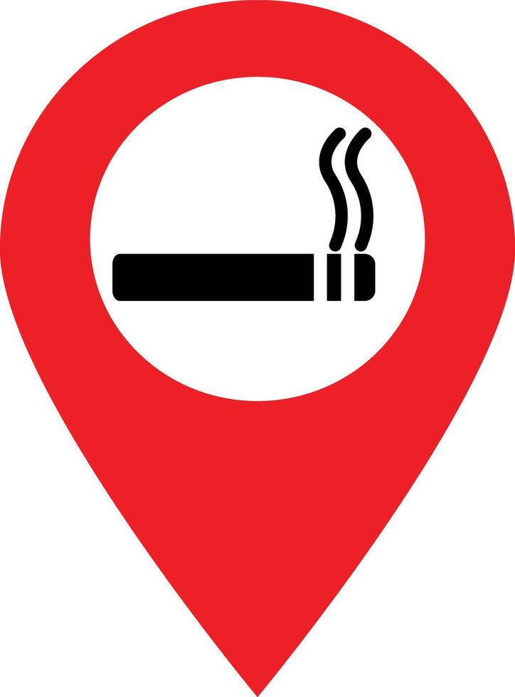 mapa alfiler icono de fumar zona . de fumar zona firmar . de fumar zona ubicación icono vector