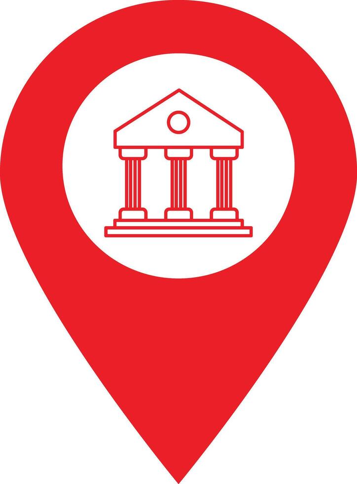 Map pointer with bank icon . Bank location icon vector isolated on white background