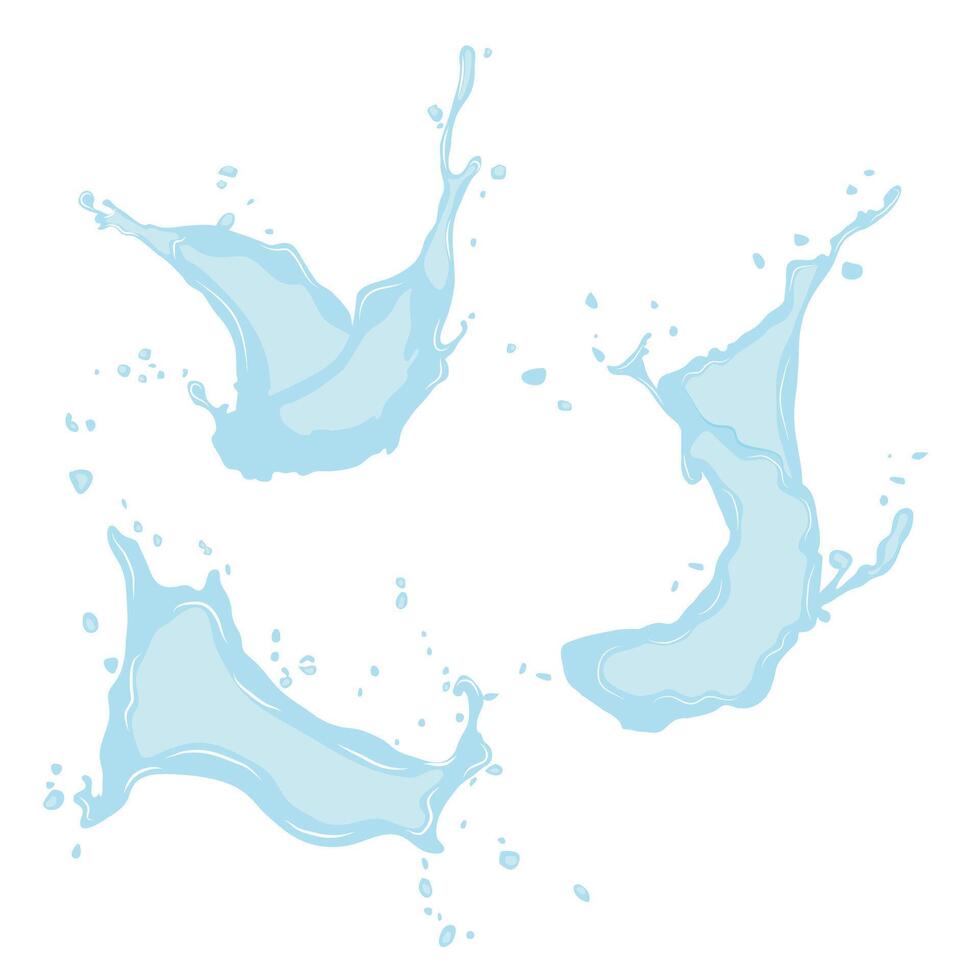 Collection of big splashes of water with splashes vector