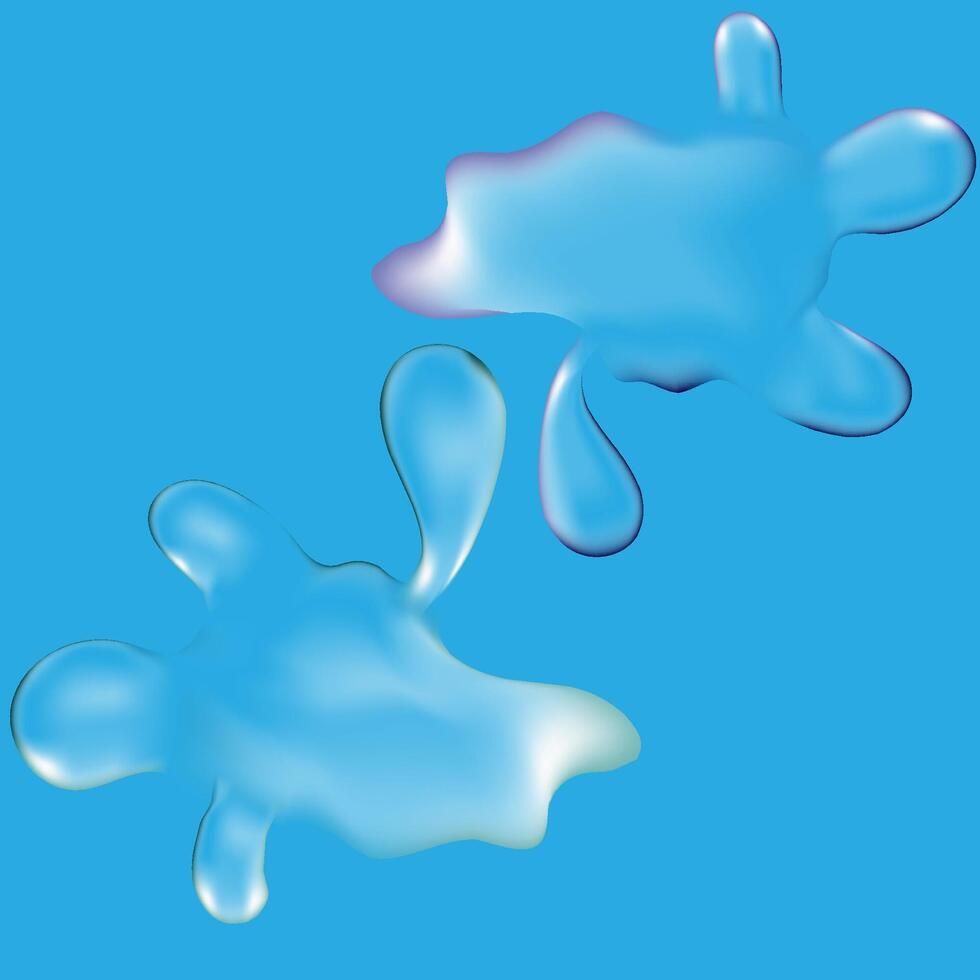 realistic puddle liquid drops on blue background vector