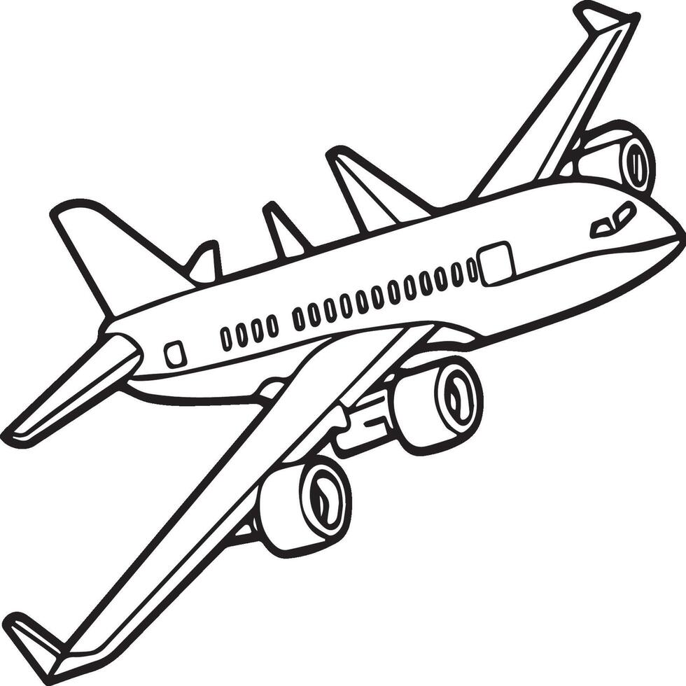 Airplane coloring pages. Airplane outline illustration vector