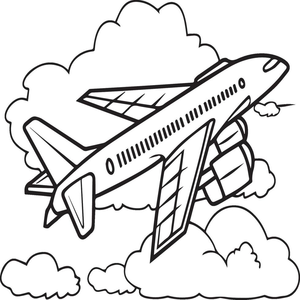 Airplane coloring pages. Airplane outline illustration vector