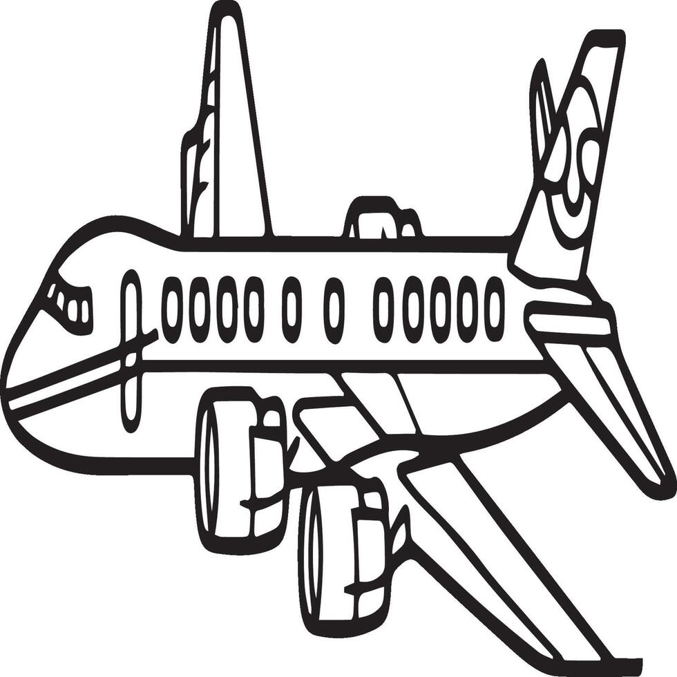 Airplane coloring pages. Airplane outline illustration vector