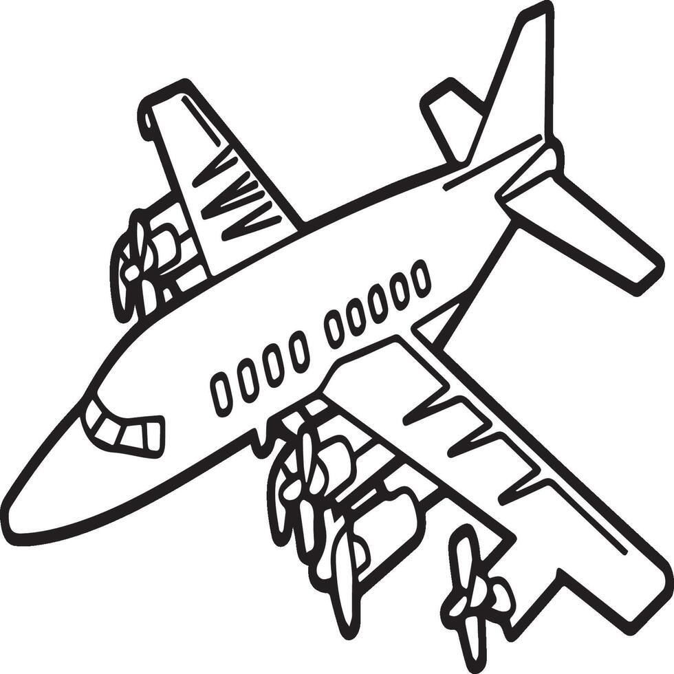 Airplane coloring pages. Airplane outline illustration vector